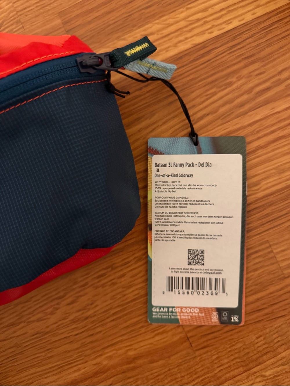 cotopaxi Navy & Red Bataan Del Día Hip Fanny Pack with Mint Strap 3L - Picture 5 of 9